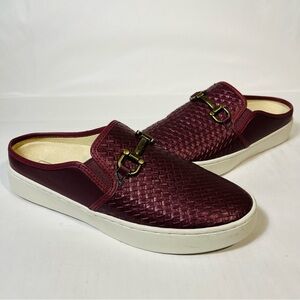 Spenco Durham Embossed Woven Mules Burgundy Size 9